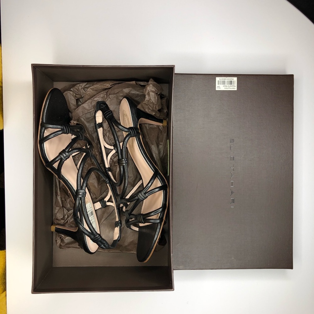 NWT Elie Tahari Strappy Black Kitten Heel Sandal - Picture 3 of 5